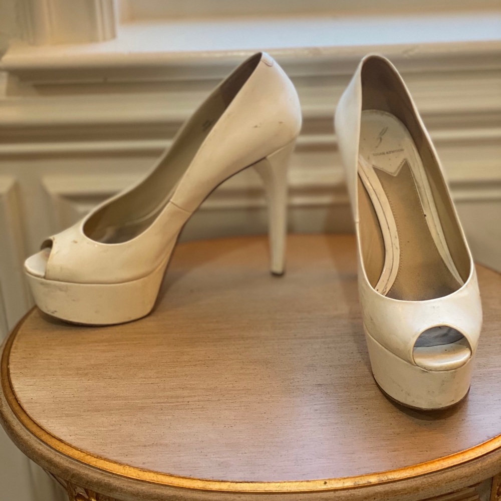 Brian Atwood shoes platform white heels sandals